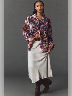 Anthropologie Hadley Velvet Relaxed Buttondown Shirt NWT